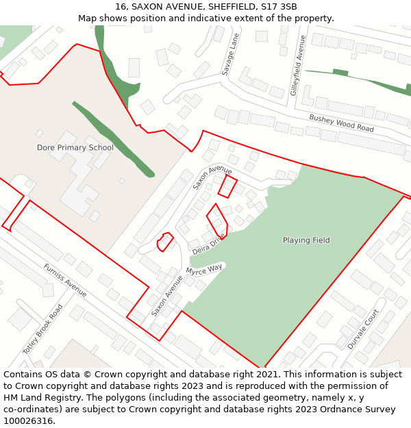 16, SAXON AVENUE, SHEFFIELD, S17 3SB: Location map and indicative extent of plot