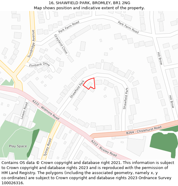 16, SHAWFIELD PARK, BROMLEY, BR1 2NG: Location map and indicative extent of plot