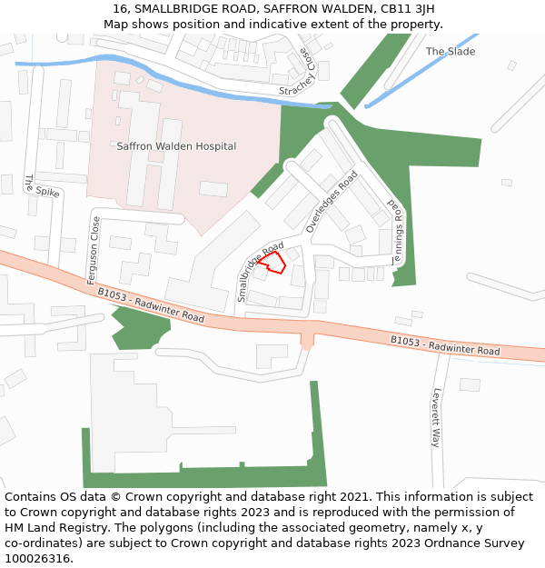 16, SMALLBRIDGE ROAD, SAFFRON WALDEN, CB11 3JH: Location map and indicative extent of plot