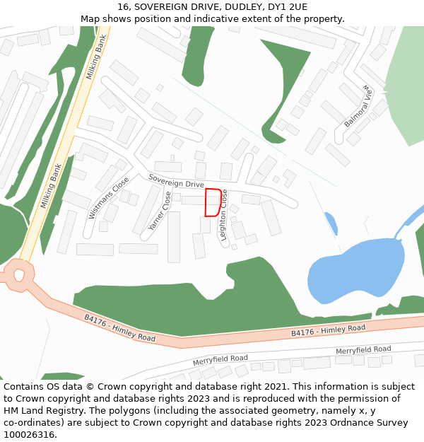 16, SOVEREIGN DRIVE, DUDLEY, DY1 2UE: Location map and indicative extent of plot