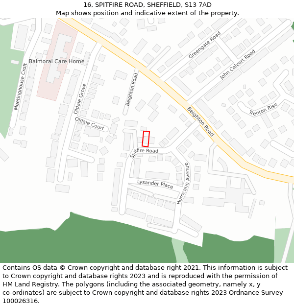 16, SPITFIRE ROAD, SHEFFIELD, S13 7AD: Location map and indicative extent of plot