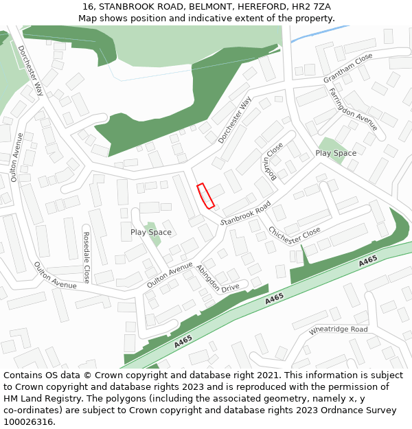 16, STANBROOK ROAD, BELMONT, HEREFORD, HR2 7ZA: Location map and indicative extent of plot