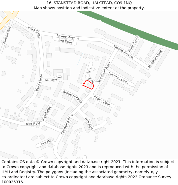 16, STANSTEAD ROAD, HALSTEAD, CO9 1NQ: Location map and indicative extent of plot