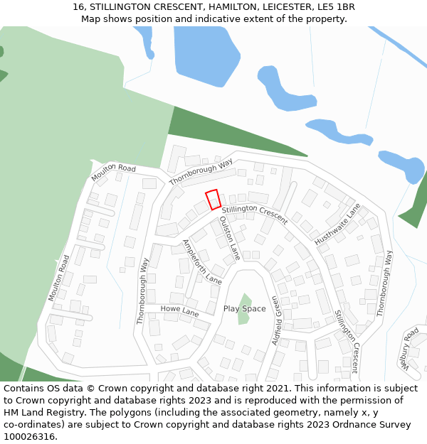 16, STILLINGTON CRESCENT, HAMILTON, LEICESTER, LE5 1BR: Location map and indicative extent of plot