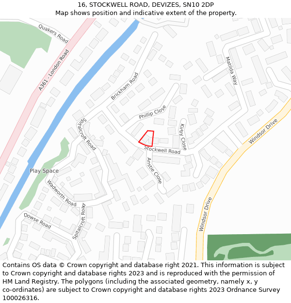 16, STOCKWELL ROAD, DEVIZES, SN10 2DP: Location map and indicative extent of plot
