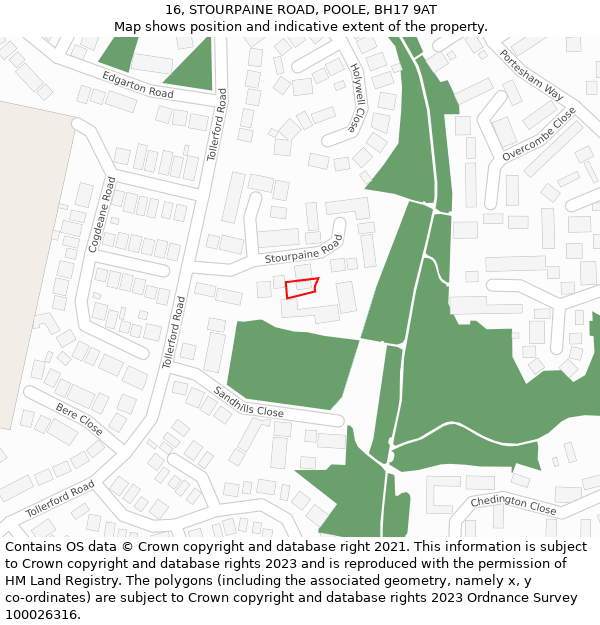 16, STOURPAINE ROAD, POOLE, BH17 9AT: Location map and indicative extent of plot