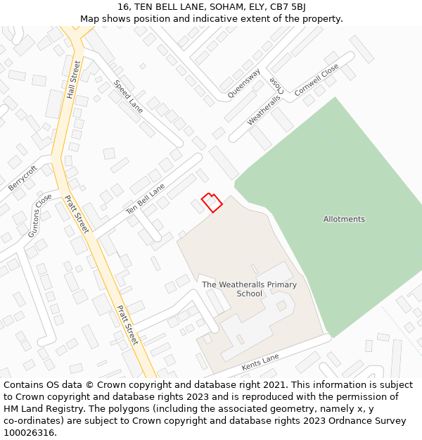 16, TEN BELL LANE, SOHAM, ELY, CB7 5BJ: Location map and indicative extent of plot