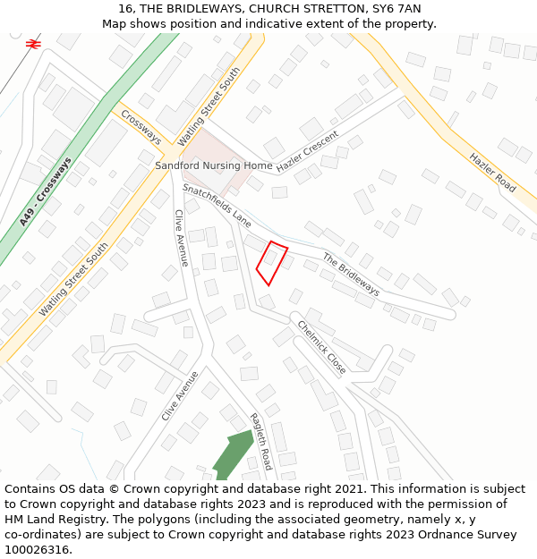 16, THE BRIDLEWAYS, CHURCH STRETTON, SY6 7AN: Location map and indicative extent of plot