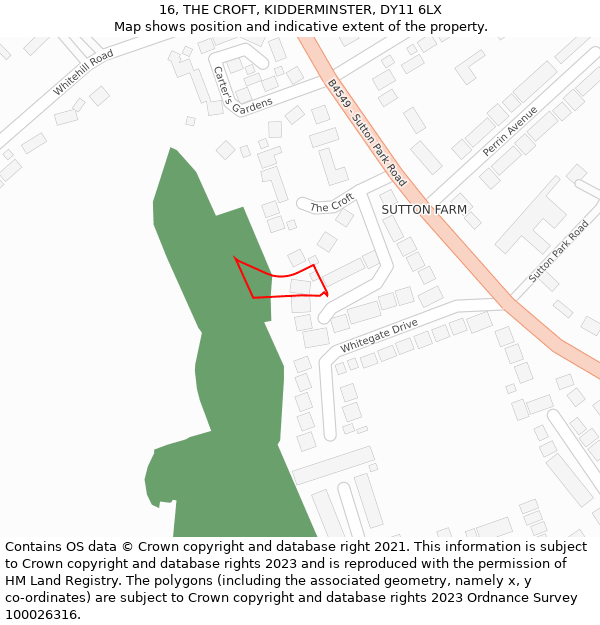 16, THE CROFT, KIDDERMINSTER, DY11 6LX: Location map and indicative extent of plot