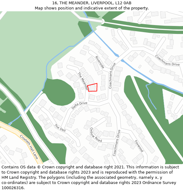 16, THE MEANDER, LIVERPOOL, L12 0AB: Location map and indicative extent of plot