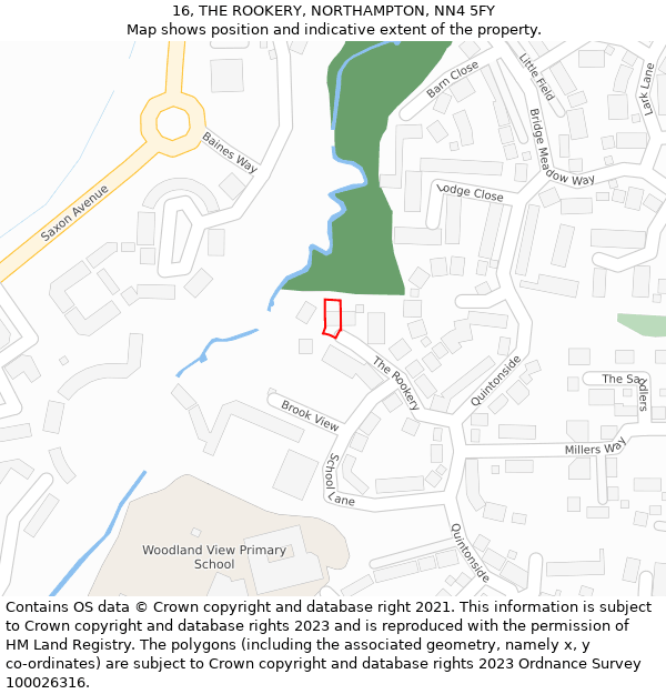 16, THE ROOKERY, NORTHAMPTON, NN4 5FY: Location map and indicative extent of plot