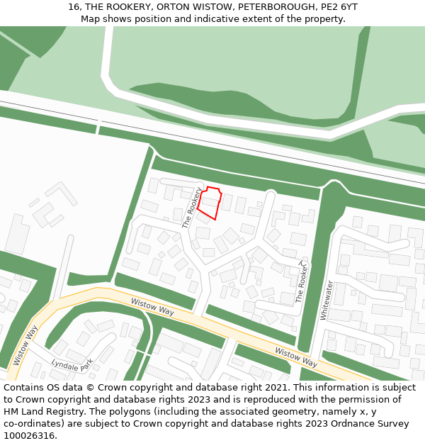 16, THE ROOKERY, ORTON WISTOW, PETERBOROUGH, PE2 6YT: Location map and indicative extent of plot