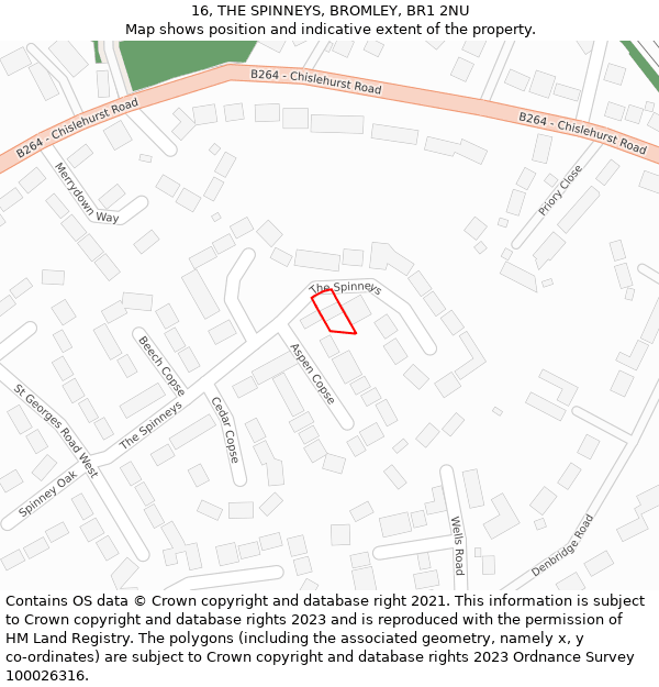 16, THE SPINNEYS, BROMLEY, BR1 2NU: Location map and indicative extent of plot