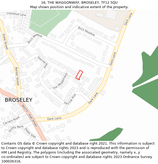 16, THE WAGGONWAY, BROSELEY, TF12 5QU: Location map and indicative extent of plot