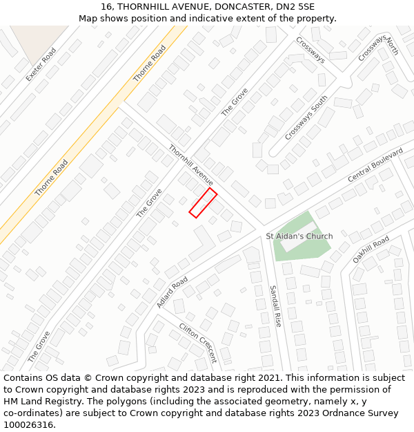 16, THORNHILL AVENUE, DONCASTER, DN2 5SE: Location map and indicative extent of plot