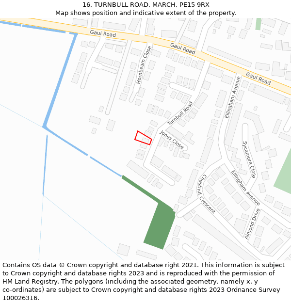 16, TURNBULL ROAD, MARCH, PE15 9RX: Location map and indicative extent of plot