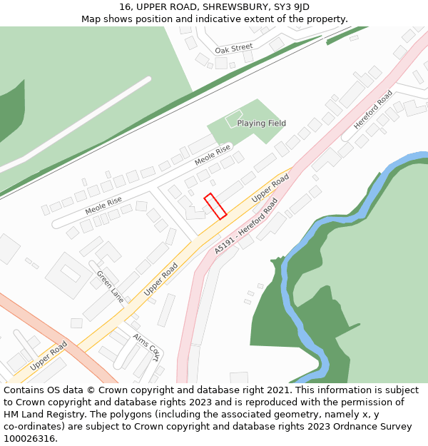 16, UPPER ROAD, SHREWSBURY, SY3 9JD: Location map and indicative extent of plot