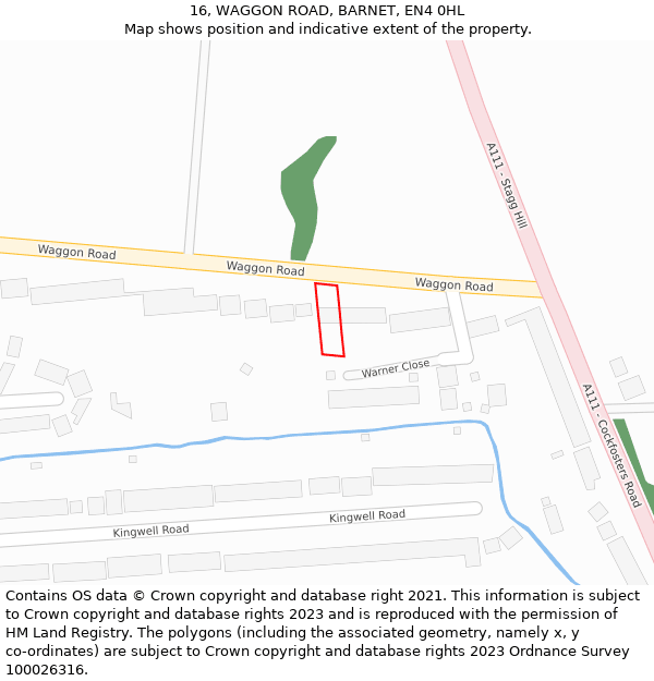 16, WAGGON ROAD, BARNET, EN4 0HL: Location map and indicative extent of plot
