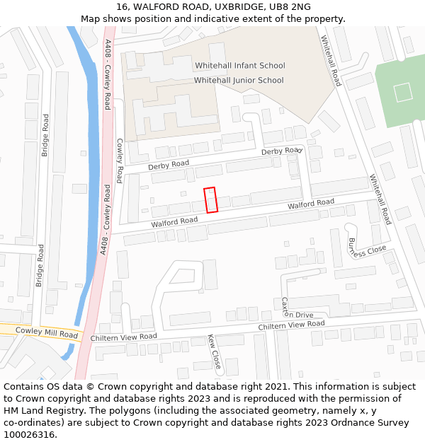 16, WALFORD ROAD, UXBRIDGE, UB8 2NG: Location map and indicative extent of plot