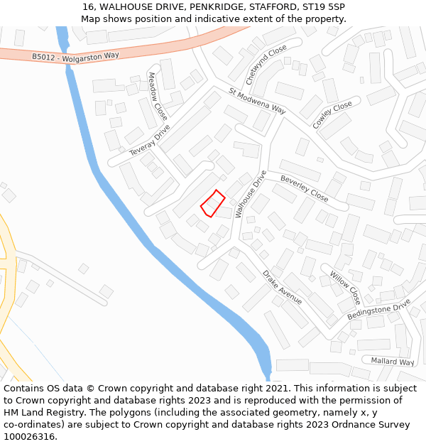 16, WALHOUSE DRIVE, PENKRIDGE, STAFFORD, ST19 5SP: Location map and indicative extent of plot