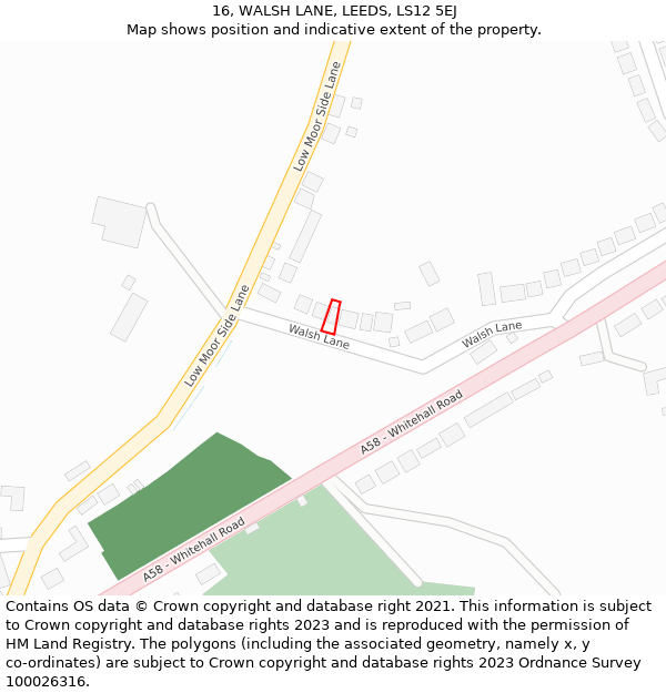 16, WALSH LANE, LEEDS, LS12 5EJ: Location map and indicative extent of plot