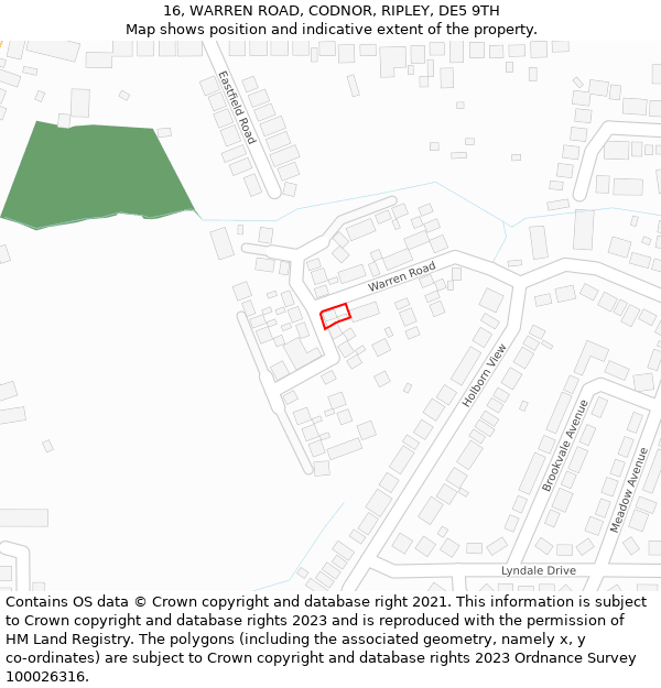 16, WARREN ROAD, CODNOR, RIPLEY, DE5 9TH: Location map and indicative extent of plot