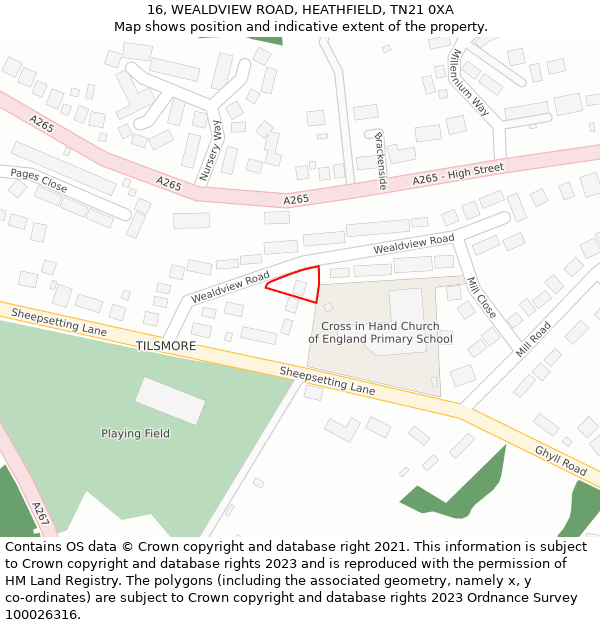16, WEALDVIEW ROAD, HEATHFIELD, TN21 0XA: Location map and indicative extent of plot