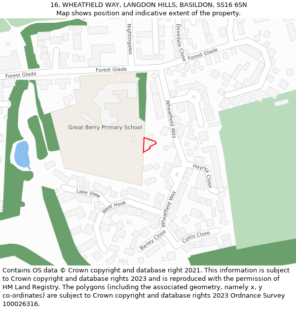 16, WHEATFIELD WAY, LANGDON HILLS, BASILDON, SS16 6SN: Location map and indicative extent of plot