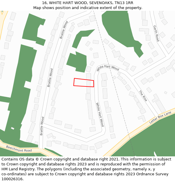 16, WHITE HART WOOD, SEVENOAKS, TN13 1RR: Location map and indicative extent of plot