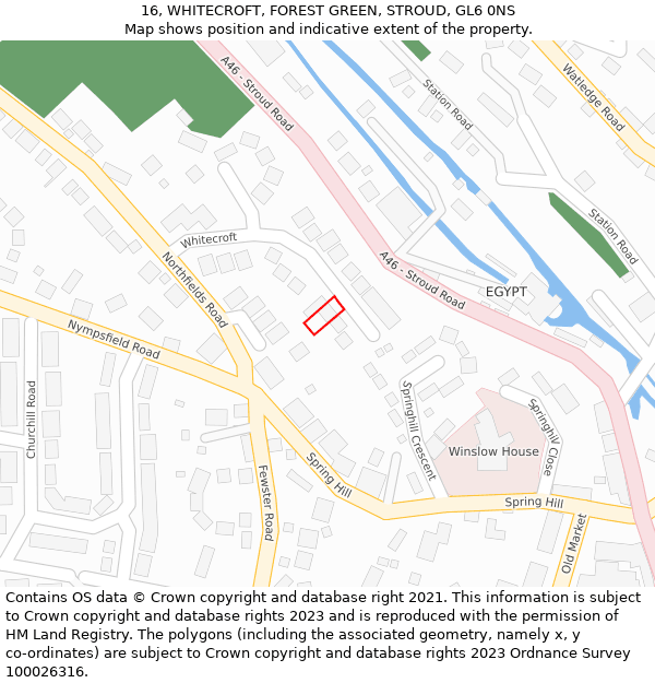 16, WHITECROFT, FOREST GREEN, STROUD, GL6 0NS: Location map and indicative extent of plot