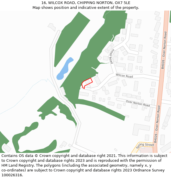 16, WILCOX ROAD, CHIPPING NORTON, OX7 5LE: Location map and indicative extent of plot