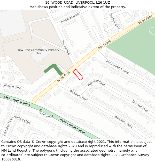 16, WOOD ROAD, LIVERPOOL, L26 1UZ: Location map and indicative extent of plot