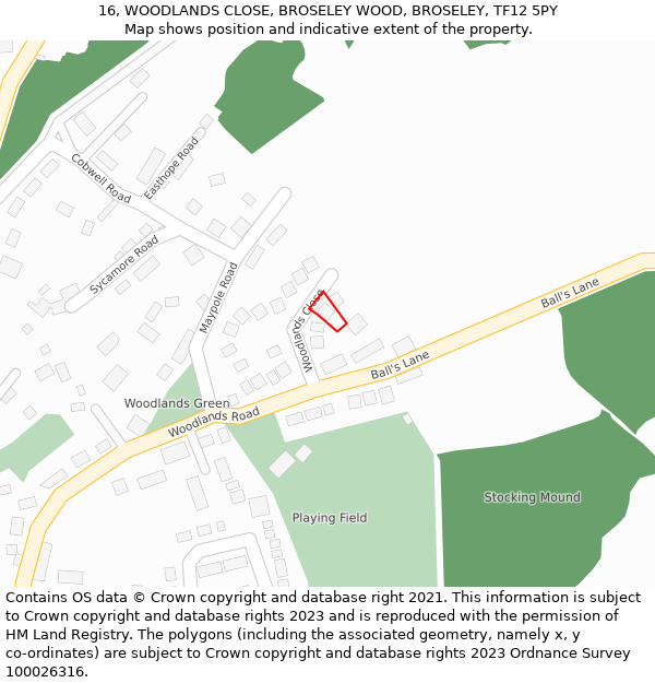 16, WOODLANDS CLOSE, BROSELEY WOOD, BROSELEY, TF12 5PY: Location map and indicative extent of plot