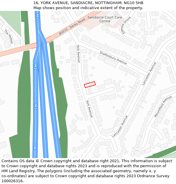 16, YORK AVENUE, SANDIACRE, NOTTINGHAM, NG10 5HB: Location map and indicative extent of plot