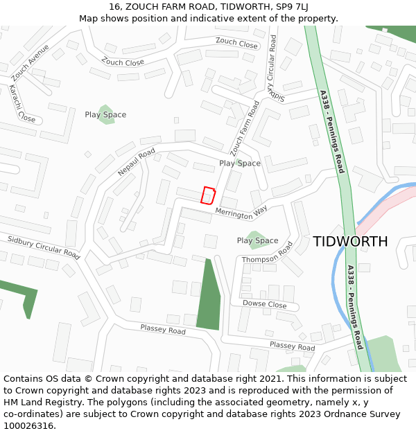 16, ZOUCH FARM ROAD, TIDWORTH, SP9 7LJ: Location map and indicative extent of plot