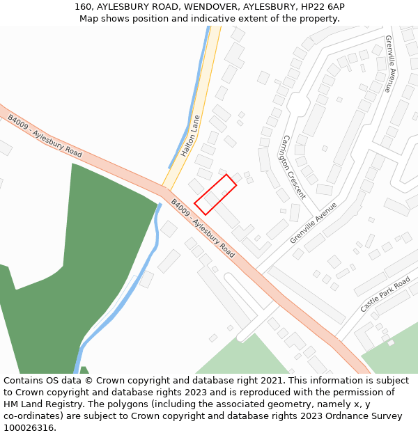 160, AYLESBURY ROAD, WENDOVER, AYLESBURY, HP22 6AP: Location map and indicative extent of plot