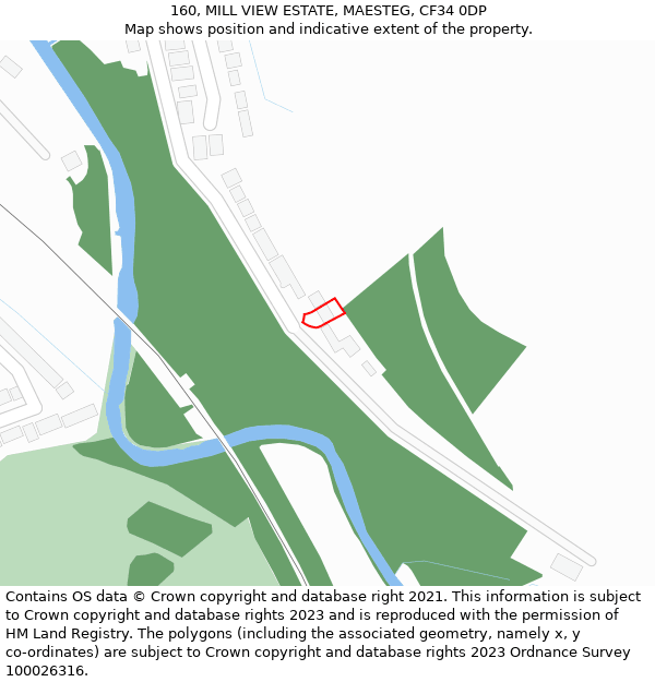 160, MILL VIEW ESTATE, MAESTEG, CF34 0DP: Location map and indicative extent of plot