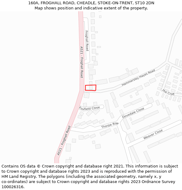 160A, FROGHALL ROAD, CHEADLE, STOKE-ON-TRENT, ST10 2DN: Location map and indicative extent of plot