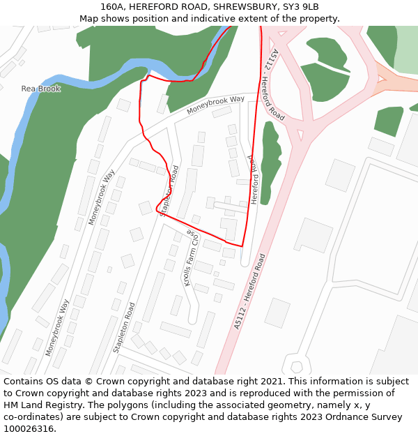 160A, HEREFORD ROAD, SHREWSBURY, SY3 9LB: Location map and indicative extent of plot