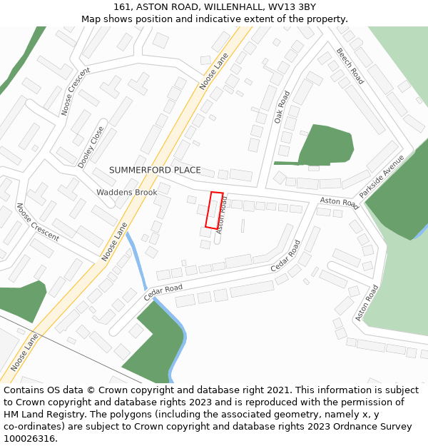 161, ASTON ROAD, WILLENHALL, WV13 3BY: Location map and indicative extent of plot