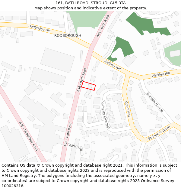 161, BATH ROAD, STROUD, GL5 3TA: Location map and indicative extent of plot