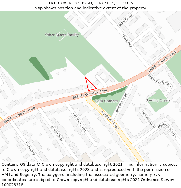 161, COVENTRY ROAD, HINCKLEY, LE10 0JS: Location map and indicative extent of plot