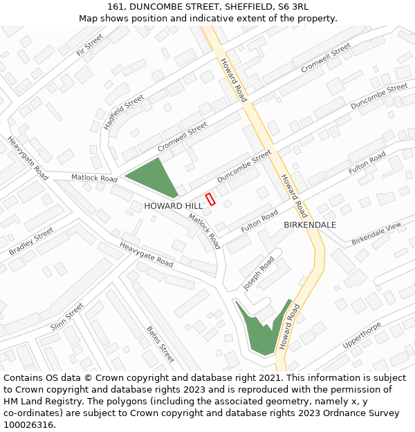 161, DUNCOMBE STREET, SHEFFIELD, S6 3RL: Location map and indicative extent of plot