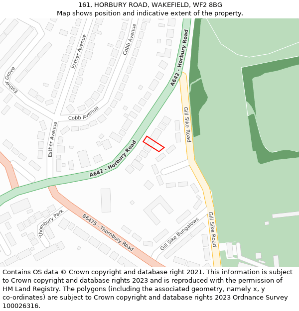 161, HORBURY ROAD, WAKEFIELD, WF2 8BG: Location map and indicative extent of plot