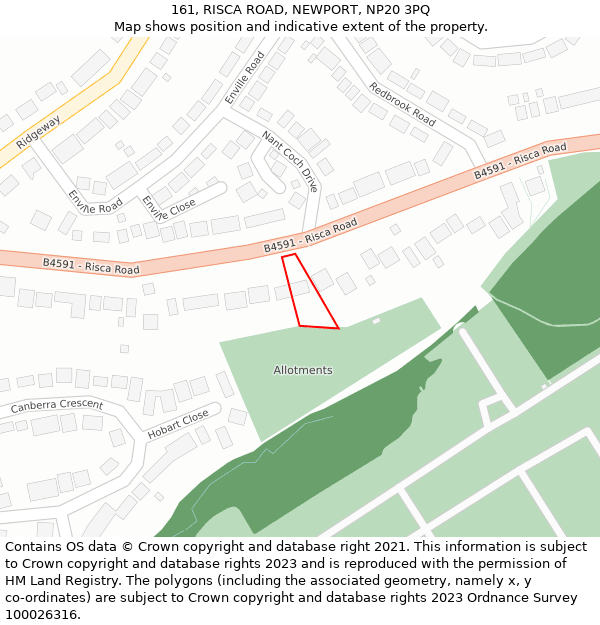 161, RISCA ROAD, NEWPORT, NP20 3PQ: Location map and indicative extent of plot