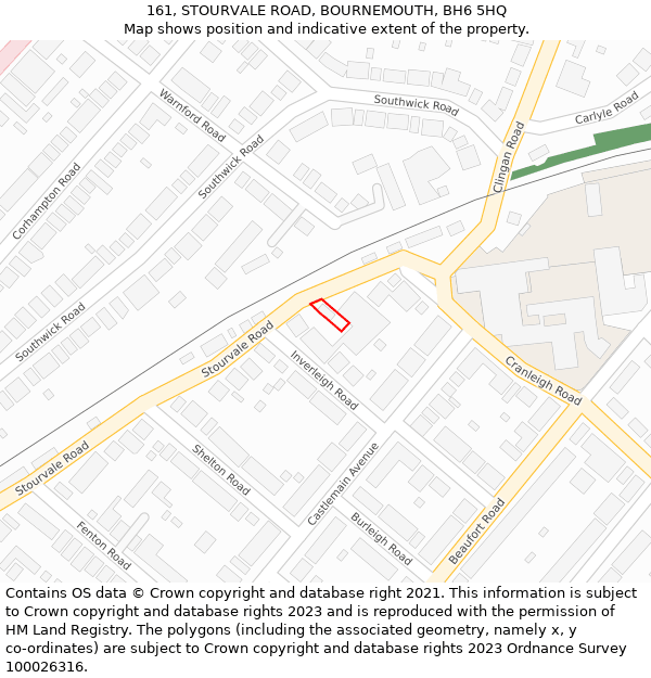 161, STOURVALE ROAD, BOURNEMOUTH, BH6 5HQ: Location map and indicative extent of plot