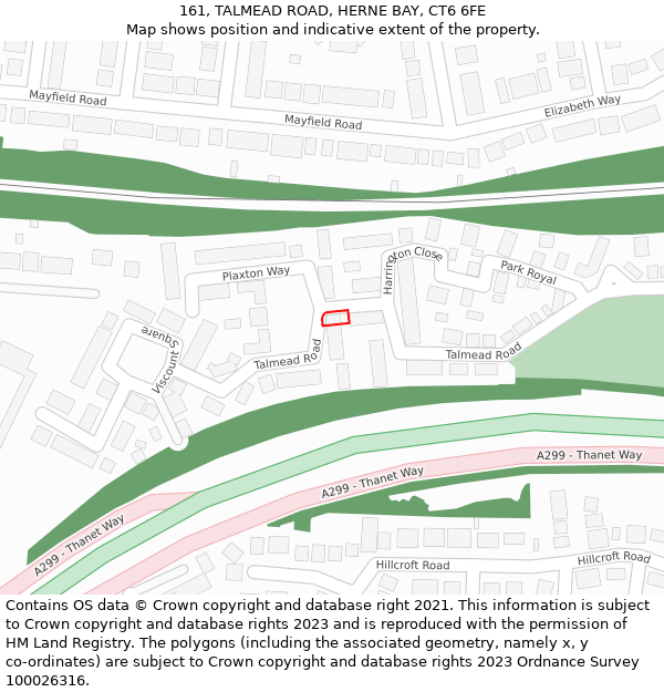 161, TALMEAD ROAD, HERNE BAY, CT6 6FE: Location map and indicative extent of plot