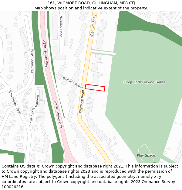 161, WIGMORE ROAD, GILLINGHAM, ME8 0TJ: Location map and indicative extent of plot