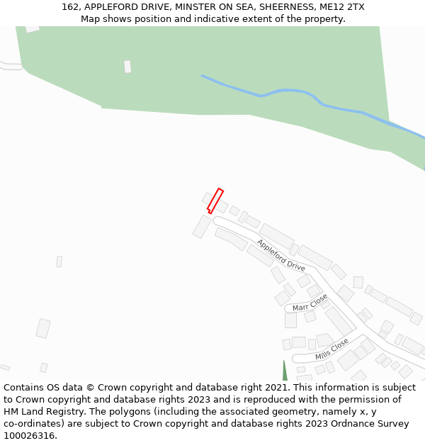 162, APPLEFORD DRIVE, MINSTER ON SEA, SHEERNESS, ME12 2TX: Location map and indicative extent of plot