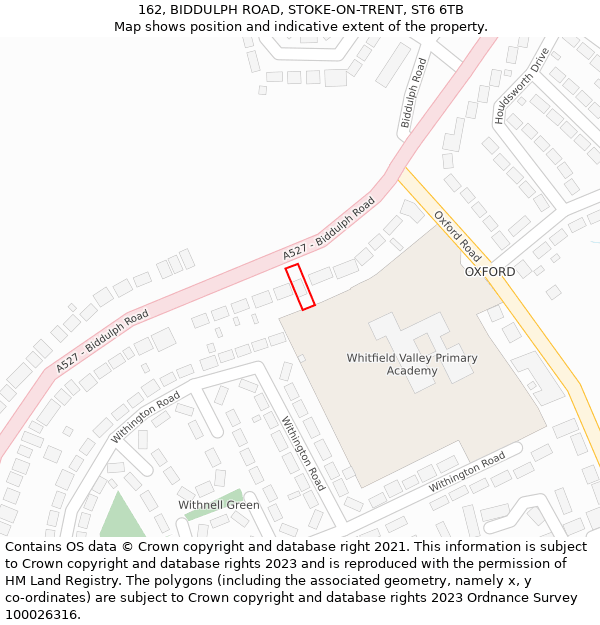 162, BIDDULPH ROAD, STOKE-ON-TRENT, ST6 6TB: Location map and indicative extent of plot